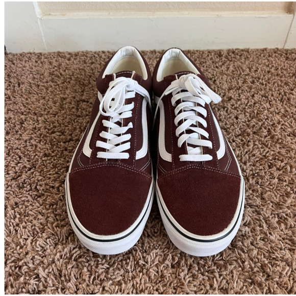 Vans Old Skool Men's 13 Burgundy White Suede Canvas Skate Sneakers Classic Low - Picture 7 of 7